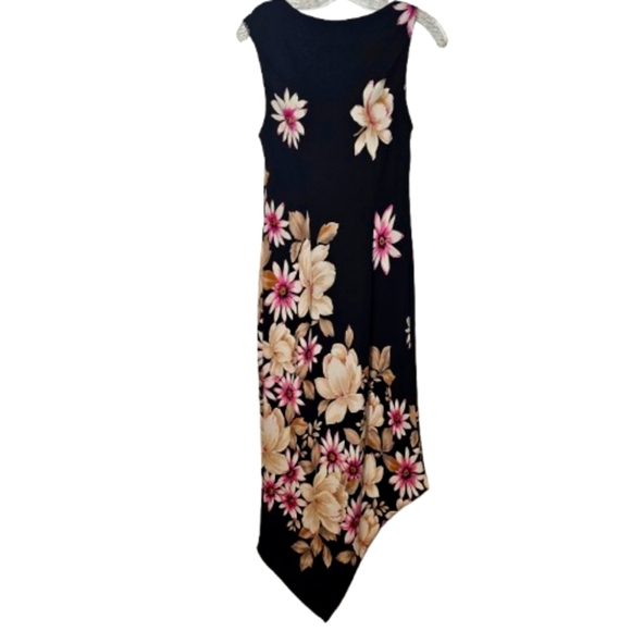 Dressbarn Black Pink Floral Knot Strap Asymmetrical Sleeveless Sheath Dress XS/S - Picture 10 of 14